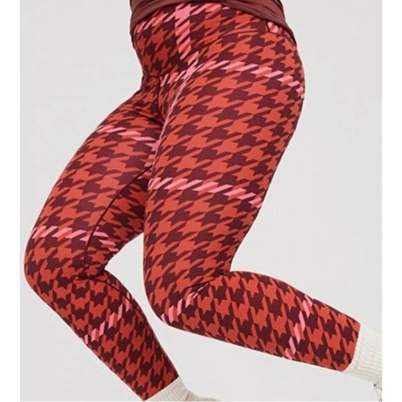 AERIE OFFLINE Real Me Xtra 7/8 Hi-Rise‎ Leggings Royal Berry Print Sz Large - Picture 1 of 6